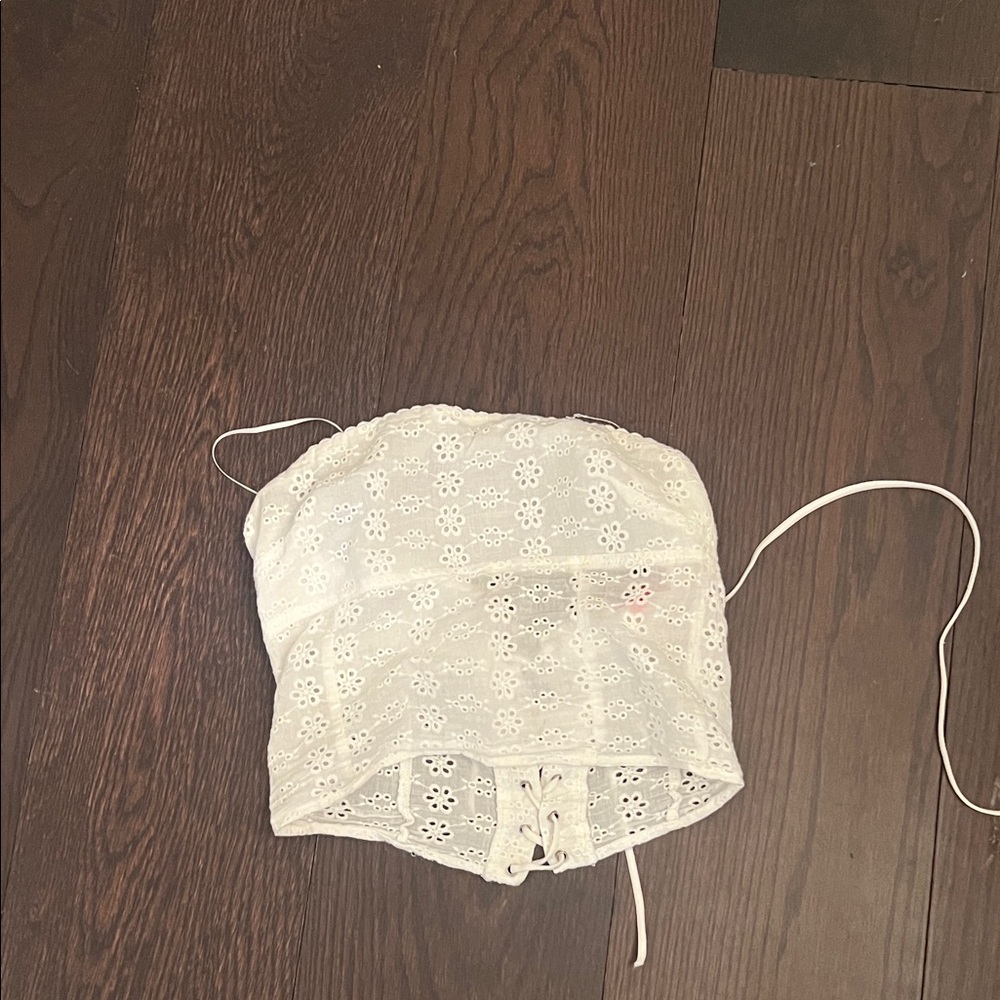 Edikted White Lace Strapless Top